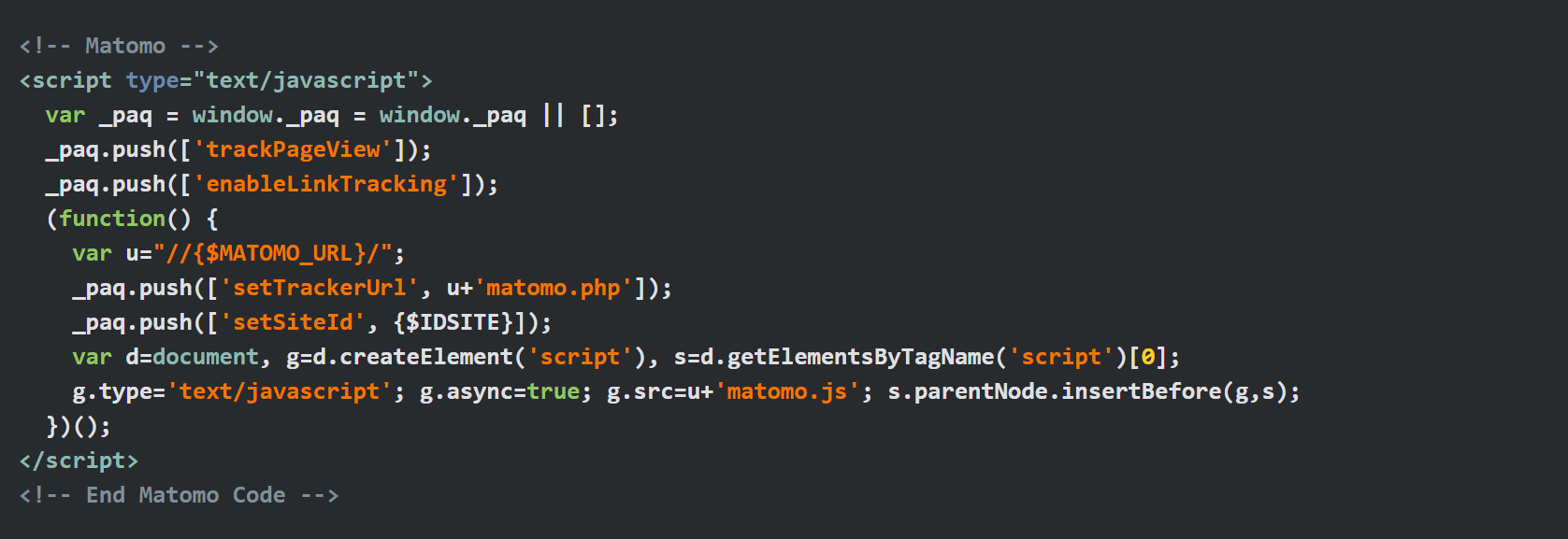 Matomo tracking code